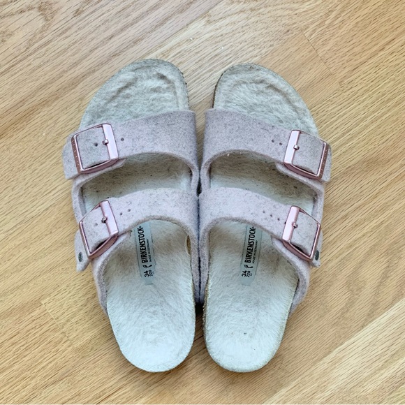 Birkenstock Girl's Arizona in Soft Pink Wool - Picture 2 of 4